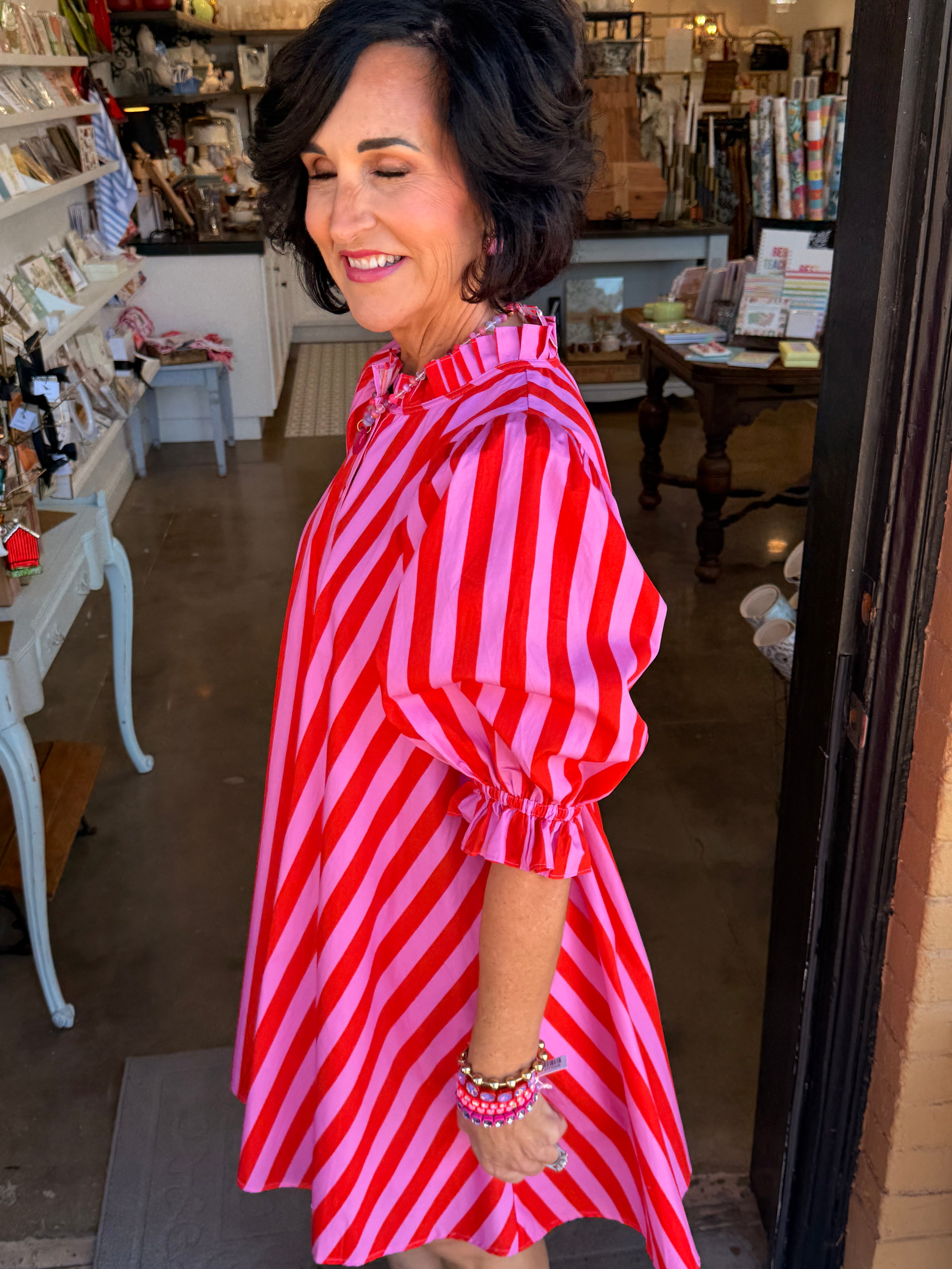 Perfect Pair Pink and Red Stripe Dress – Perrefitte