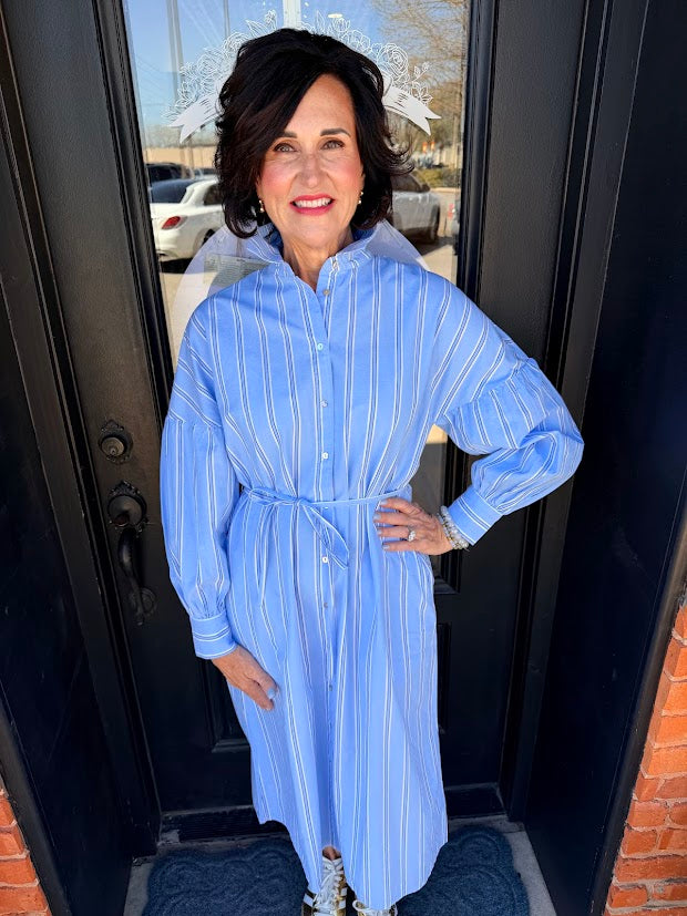 ladies striped shirt dress Sierra Striped Shirt Dress – Perrefitte