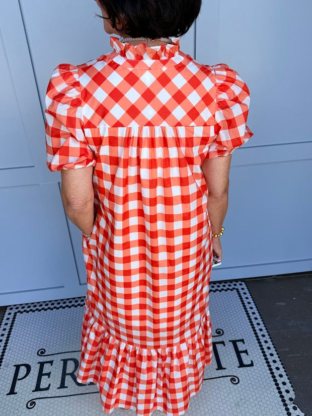 Sunset Gingham Midi Dress Small