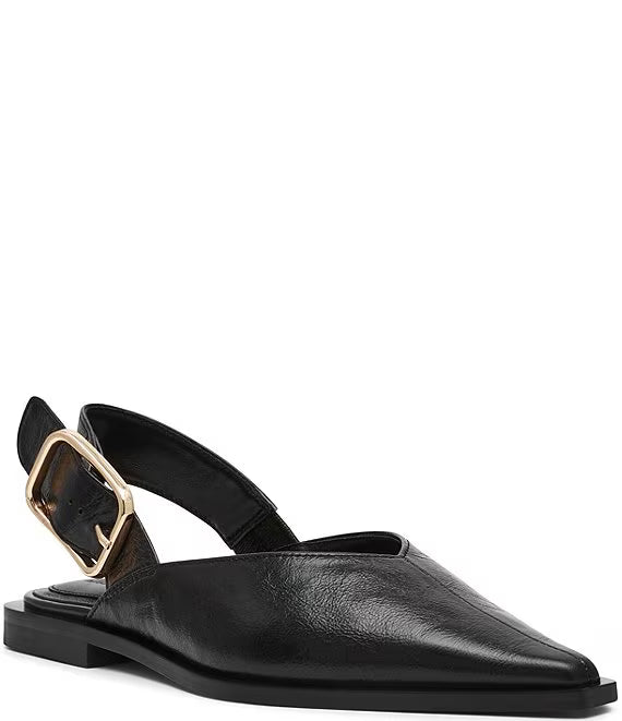 Shay Leather Slingback Black Flat