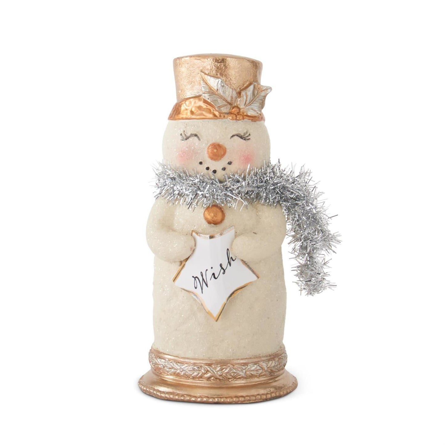 Snowman with Tinsel Scarf and Sign