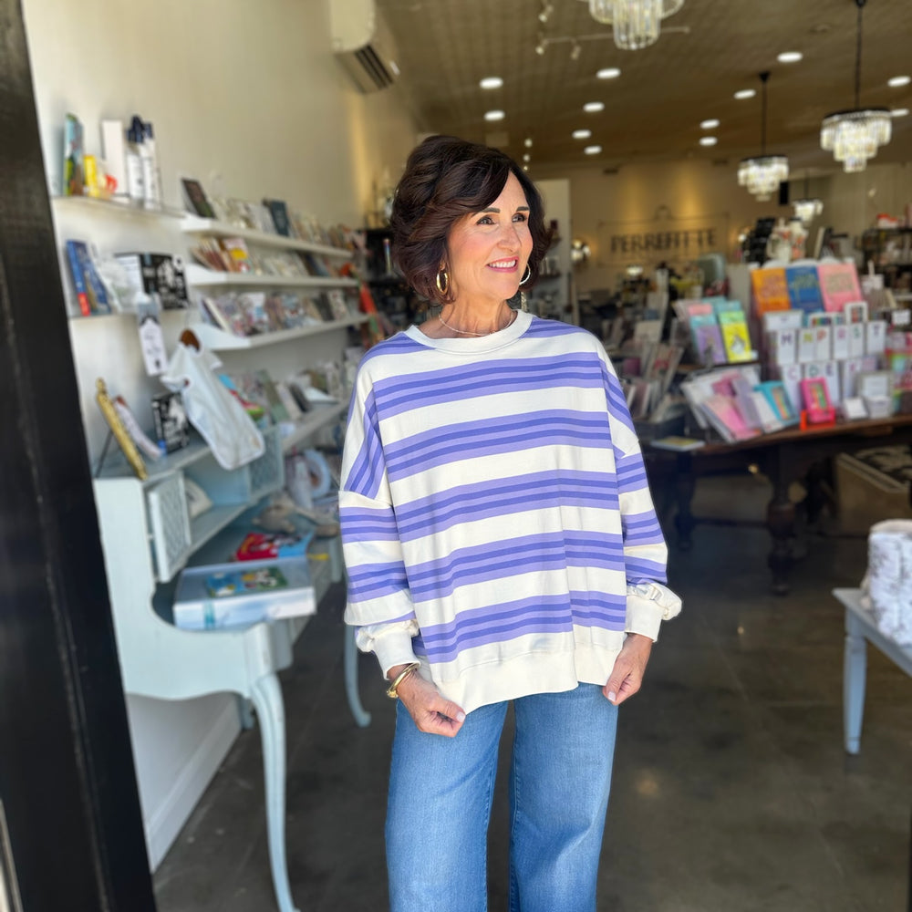 
                      
                        Lindsay Lavender Stripe Sweatshirt
                      
                    