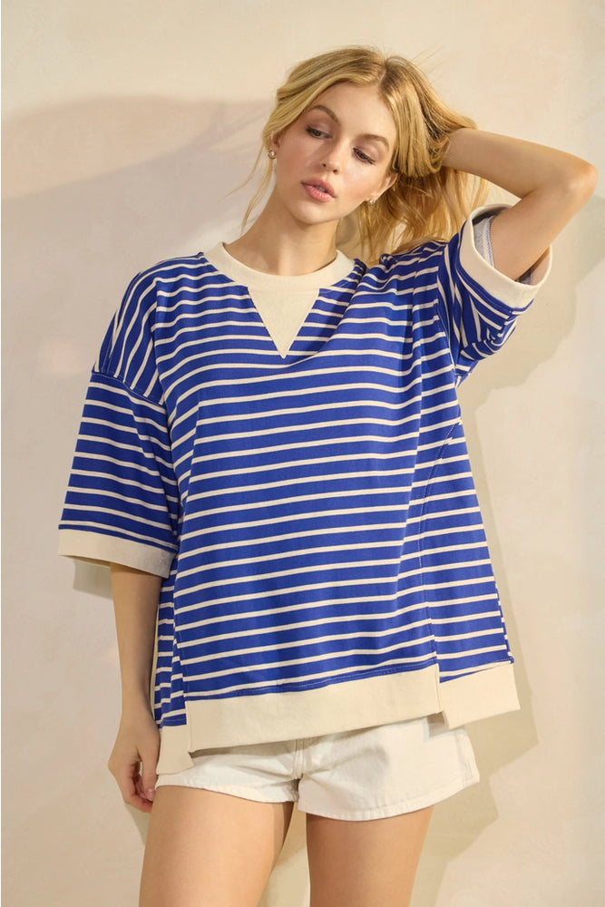 
                      
                        Royal Striped Oversized Top
                      
                    