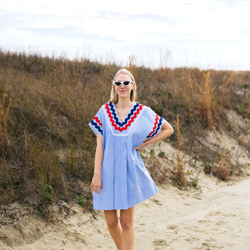Augusta Blue Gingham Caftan