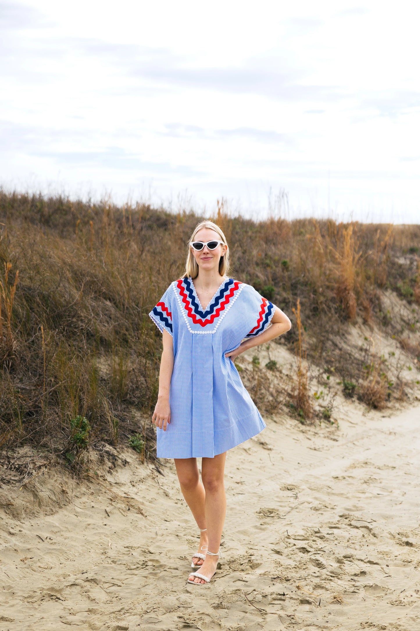 Augusta Blue Gingham Caftan