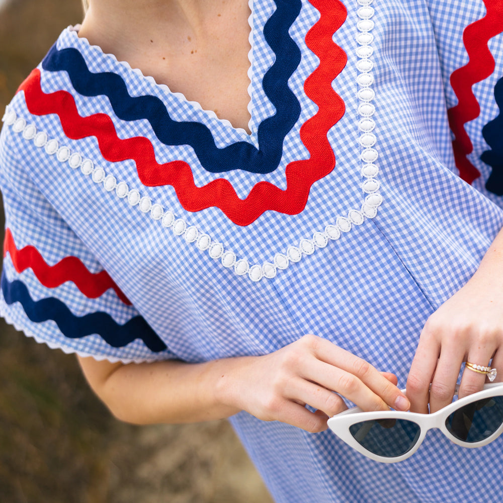 Augusta Blue Gingham Caftan