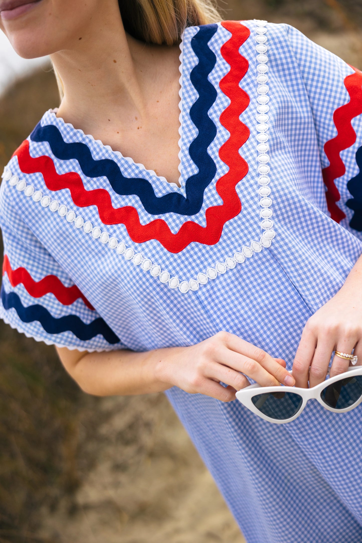 Augusta Blue Gingham Caftan