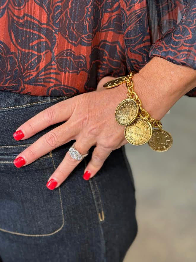 Chanel Inspired 5 Coin Bracelet