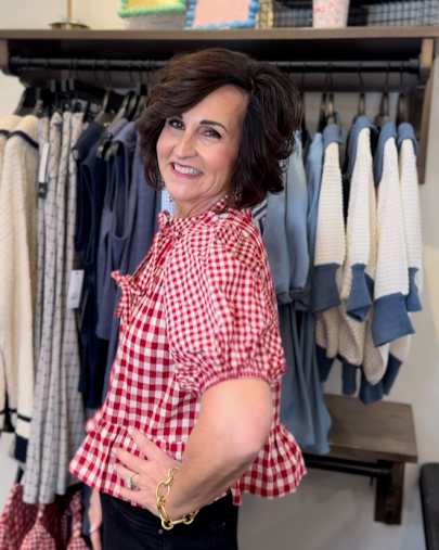 
                      
                        Ruby Checked Tie Front Blouse
                      
                    