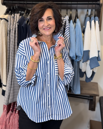 Boldly Blue Stripe Top