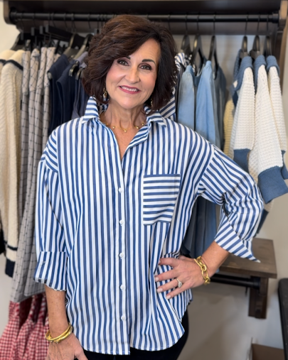 Boldly Blue Stripe Top