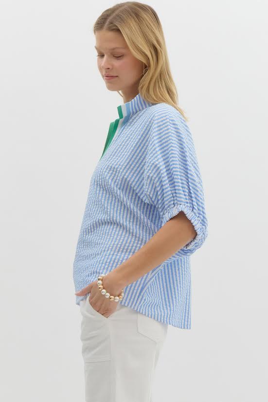 
                      
                        Preppy Pinstripe Top
                      
                    