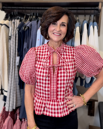 Ruby Checked Tie Front Blouse