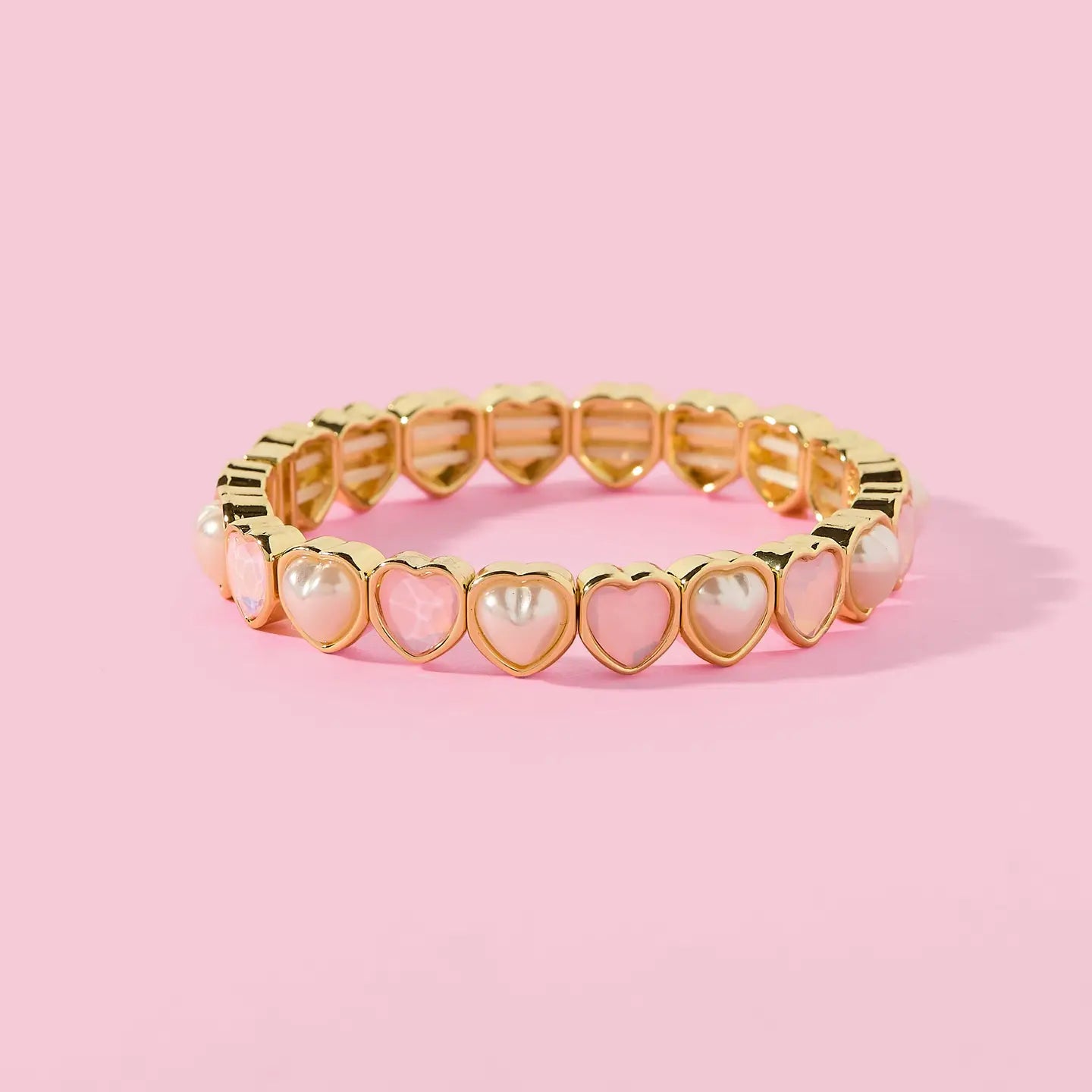 Just For Fun -Hayden Pink/Pearl Hearts Bracelet