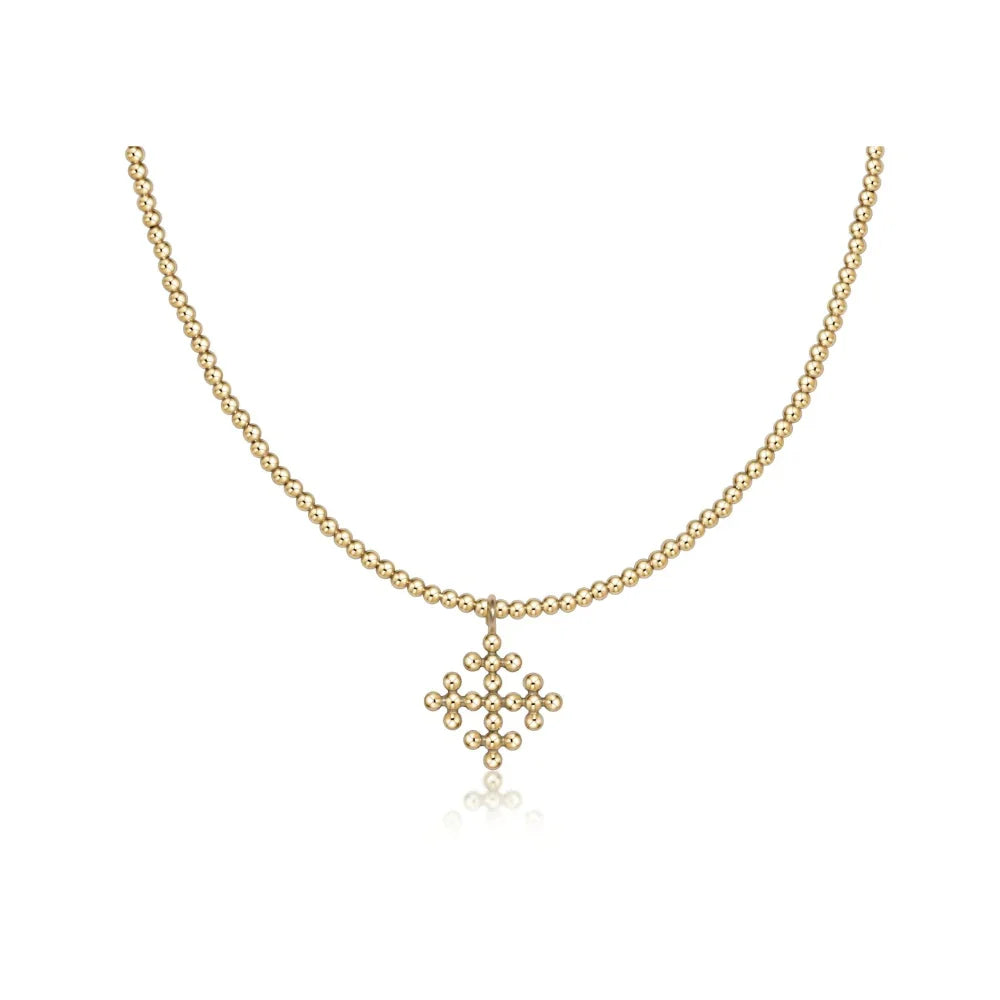 15" choker cross halo small charm necklace