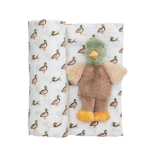 Mallard Duck Swaddle With Rattle