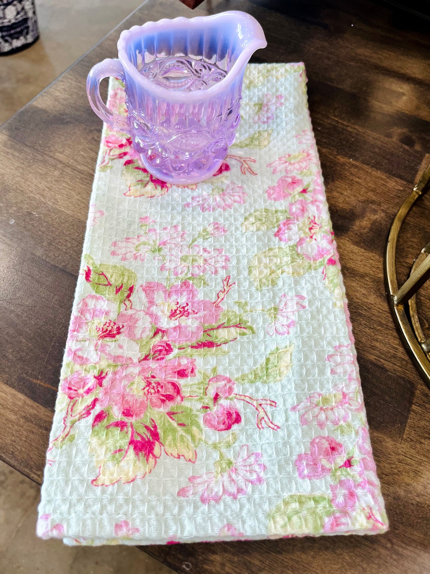 Apple Blossom Light Green Tea Towel
