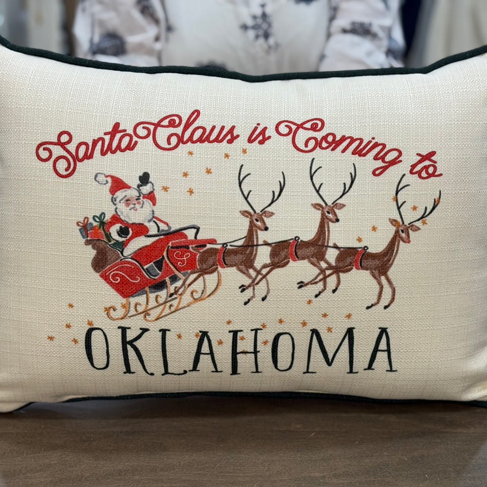 Santa Claus Oklahoma Christmas Pillow