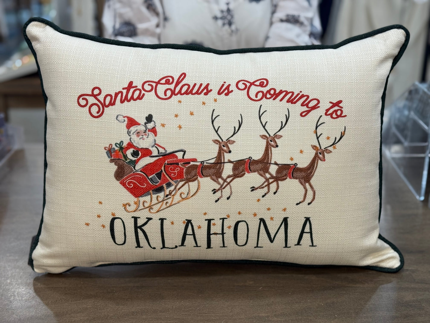 Santa Claus Oklahoma Christmas Pillow