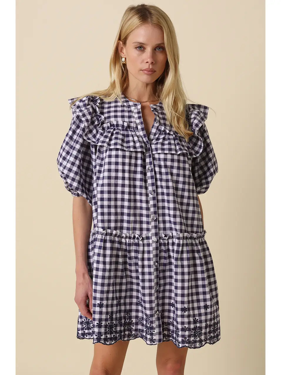 Genevieve Gingham Tiered Dress