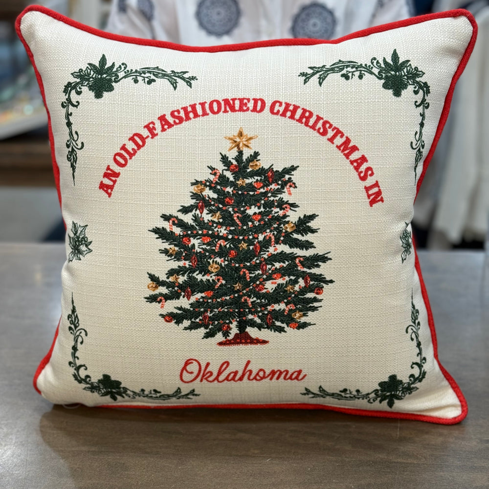 Old-Fashioned Oklahoma Christmas Pillow