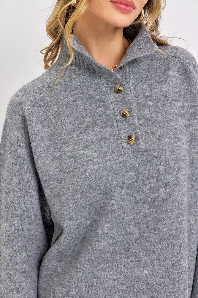
                      
                        Greta High Collar Grey Sweater
                      
                    