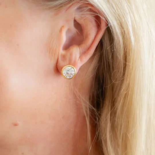Bezel Stud Earrings