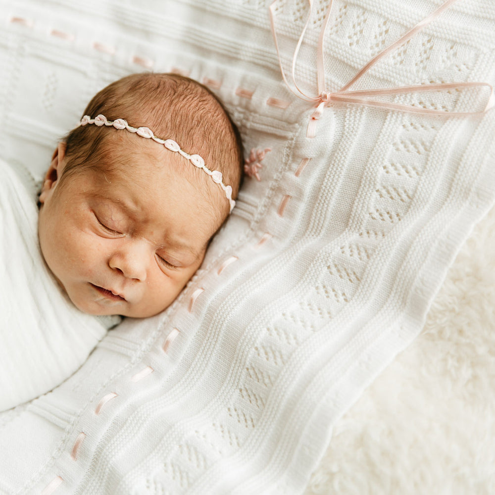 Ribbon Pointelle Knit Blanket