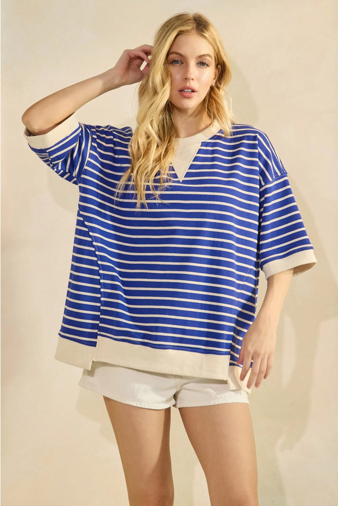 
                      
                        Royal Striped Oversized Top
                      
                    