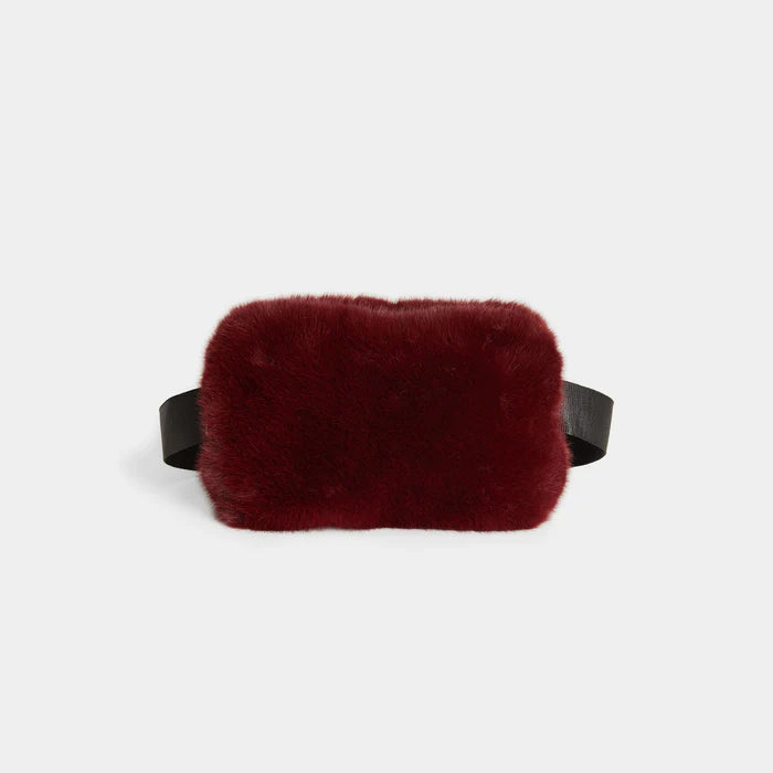Dark Red Faux Fur Sling Bag