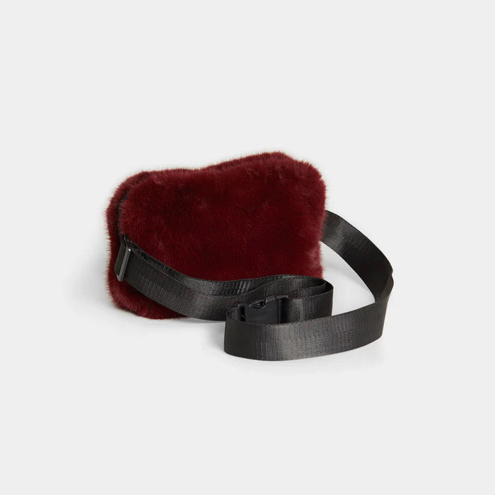Dark Red Faux Fur Sling Bag