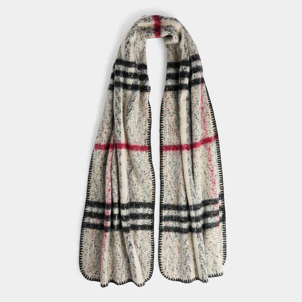 Grey Plaid Oblong Scarf