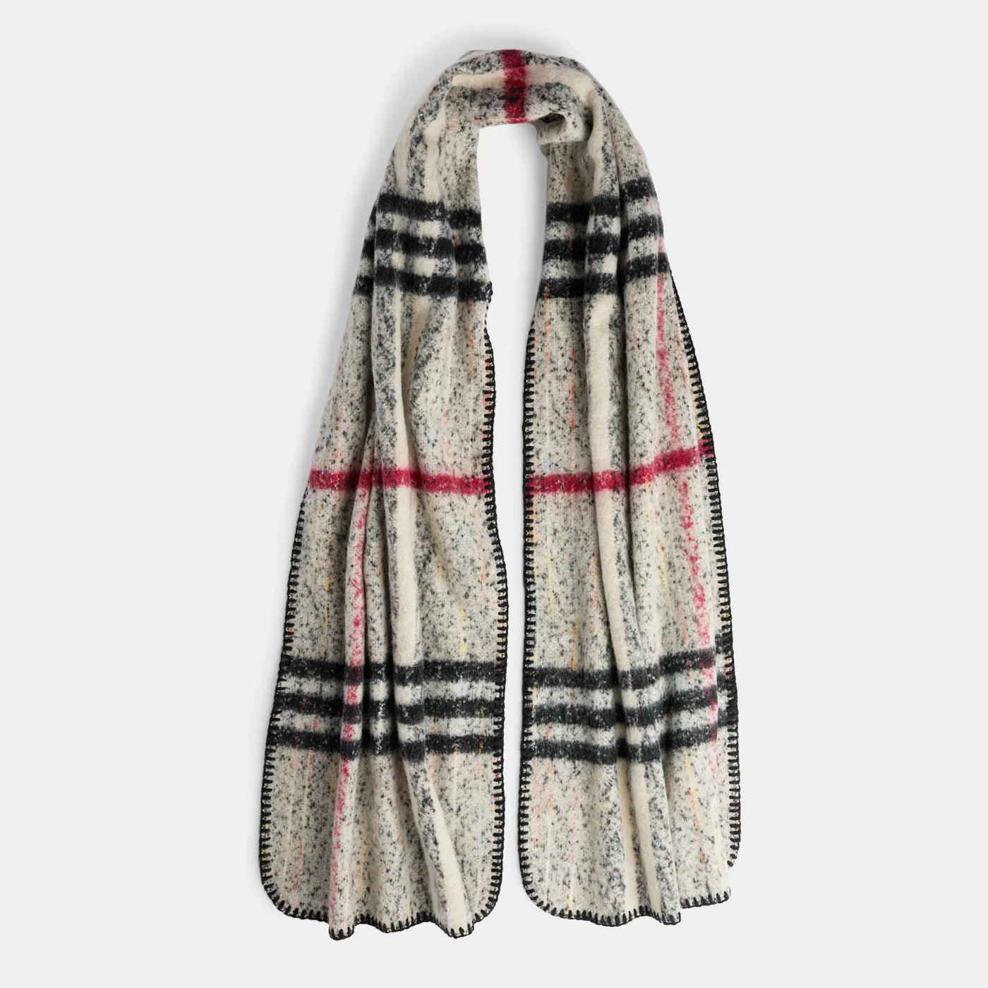 Grey Plaid Oblong Scarf