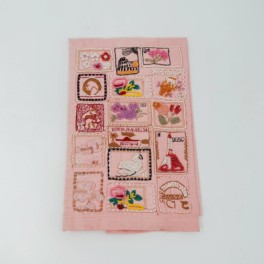 Stamps Beaded Tea Towel
