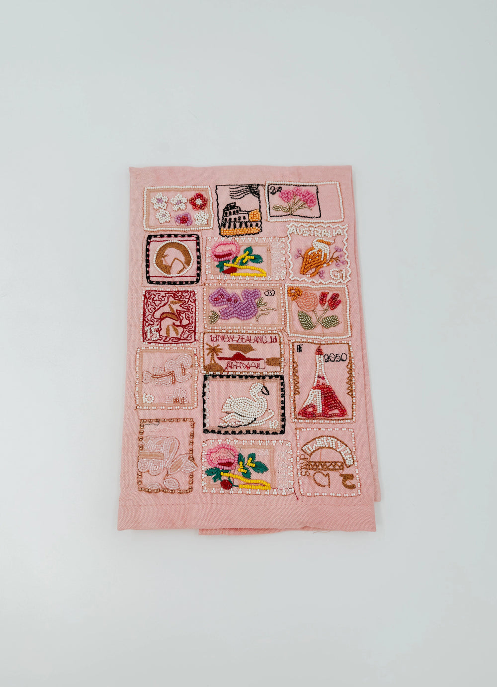 Stamps Beaded Tea Towel