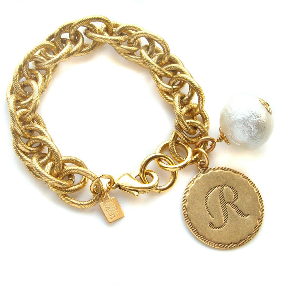 
                      
                        Sorority Gal & Pearl Initial Bracelet - Gold
                      
                    