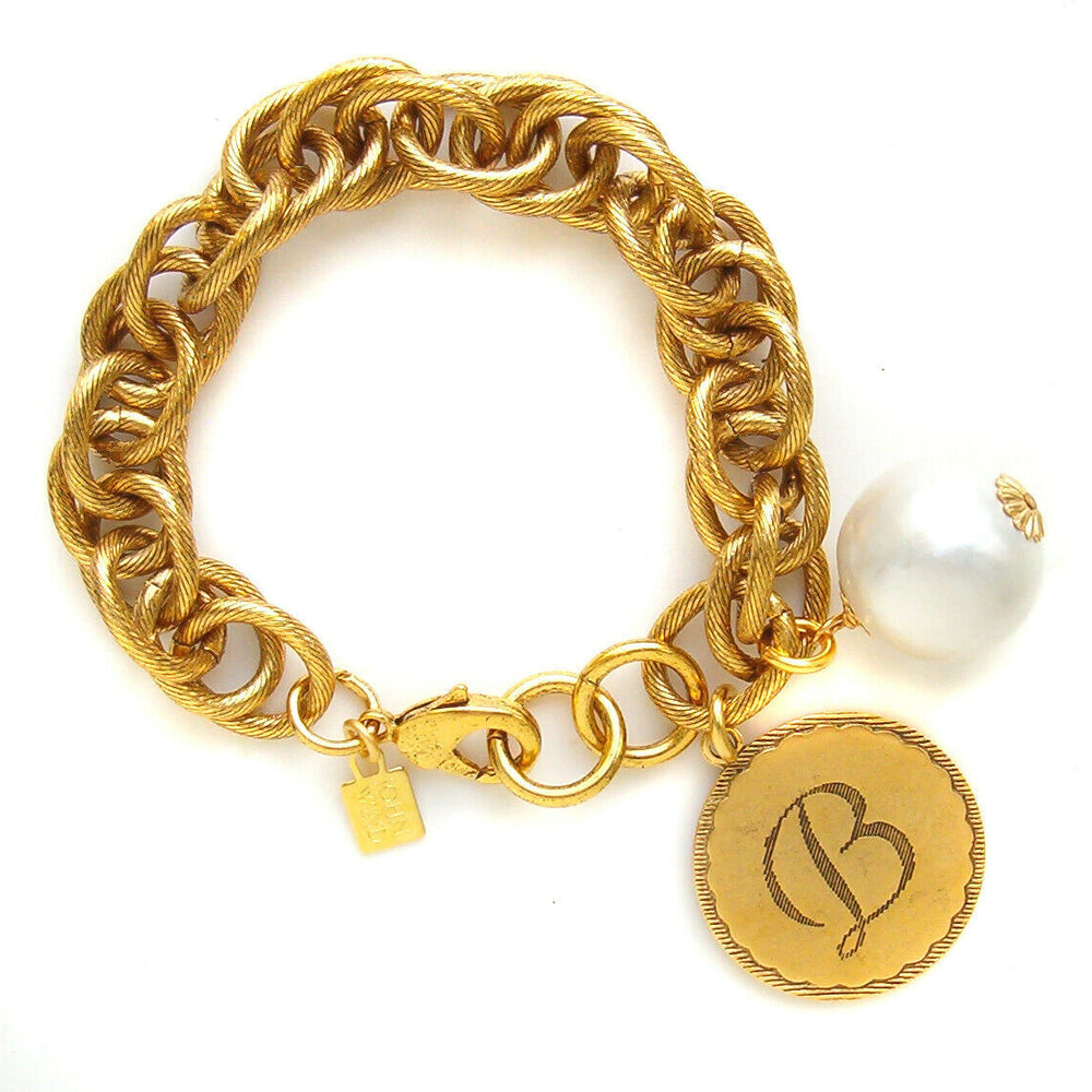 
                      
                        Sorority Gal & Pearl Initial Bracelet - Gold
                      
                    