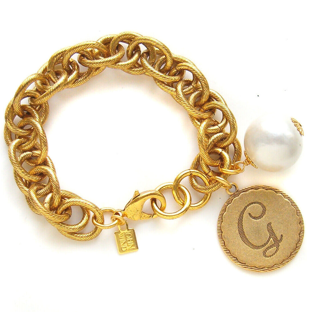 
                      
                        Sorority Gal & Pearl Initial Bracelet - Gold
                      
                    