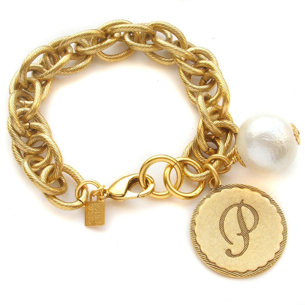 
                      
                        Sorority Gal & Pearl Initial Bracelet - Gold
                      
                    