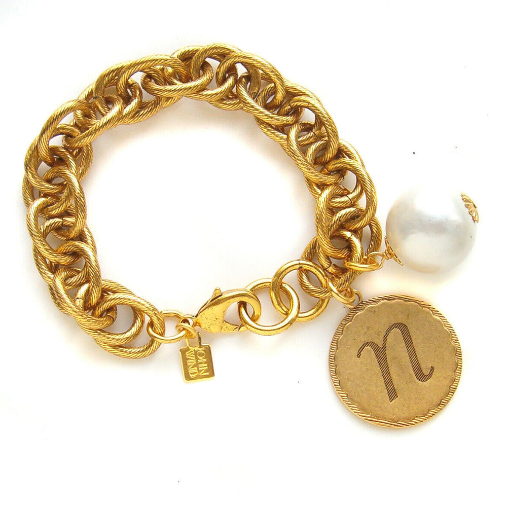 
                      
                        Sorority Gal & Pearl Initial Bracelet - Gold
                      
                    