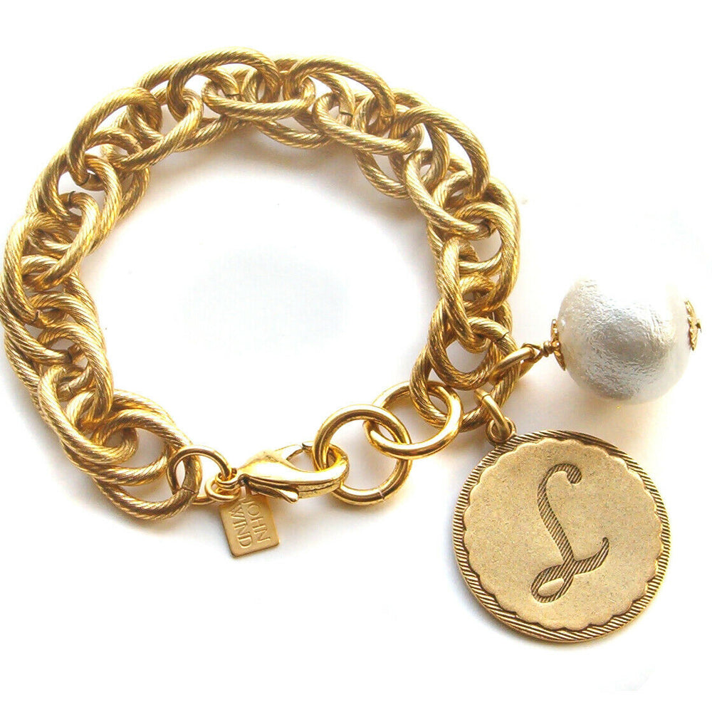 
                      
                        Sorority Gal & Pearl Initial Bracelet - Gold
                      
                    