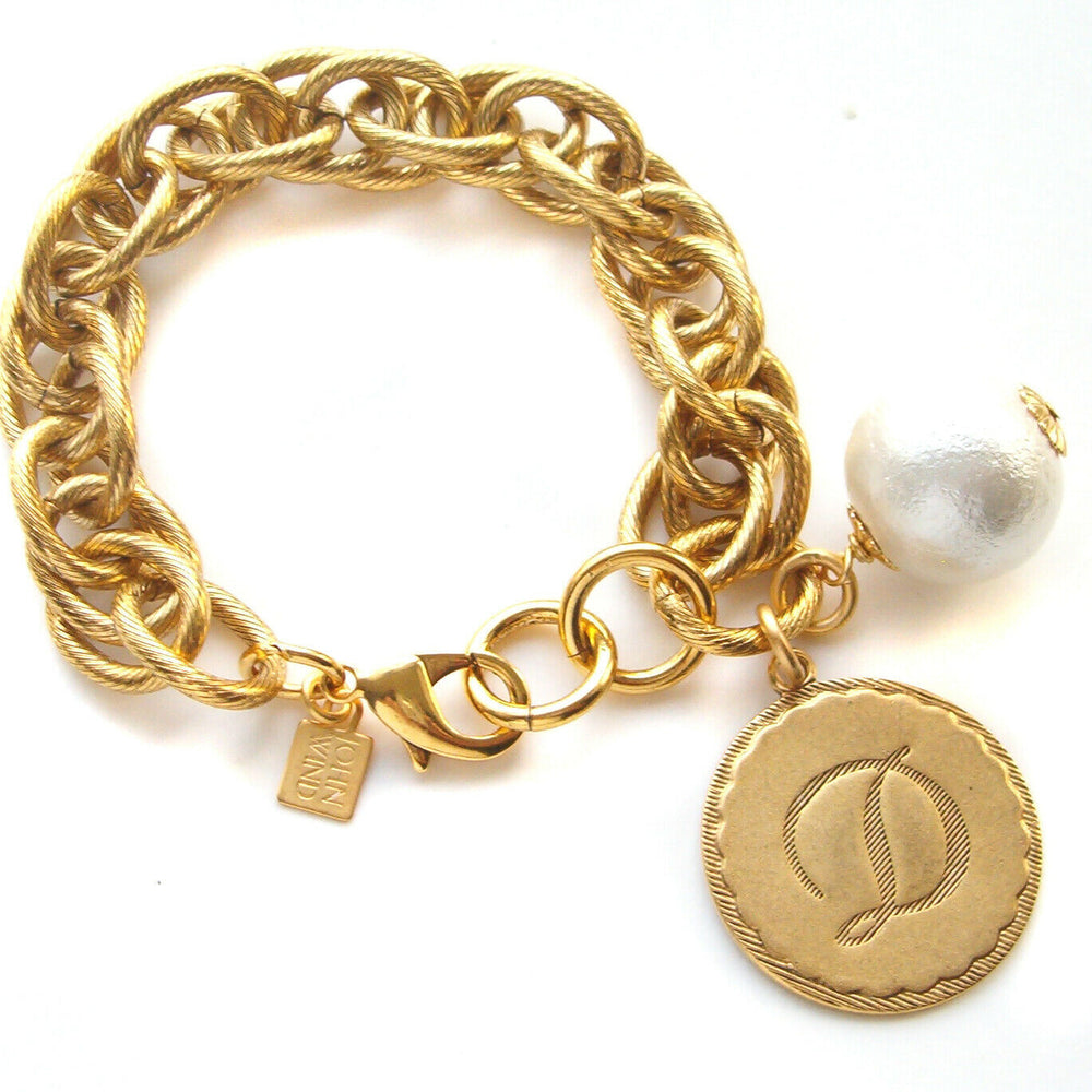 
                      
                        Sorority Gal & Pearl Initial Bracelet - Gold
                      
                    