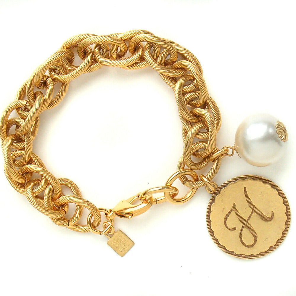 
                      
                        Sorority Gal & Pearl Initial Bracelet - Gold
                      
                    