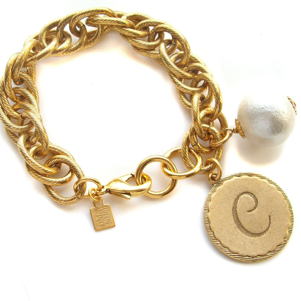 
                      
                        Sorority Gal & Pearl Initial Bracelet - Gold
                      
                    