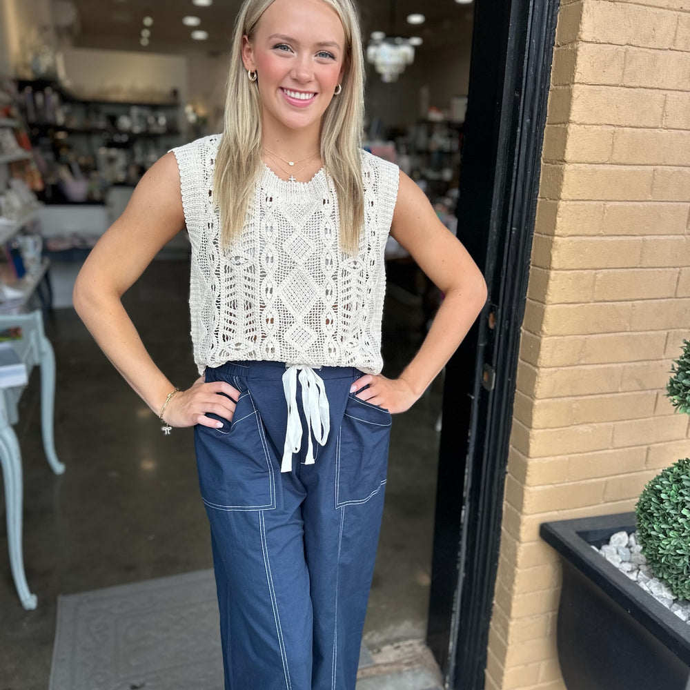 Navy Drawstring Pant