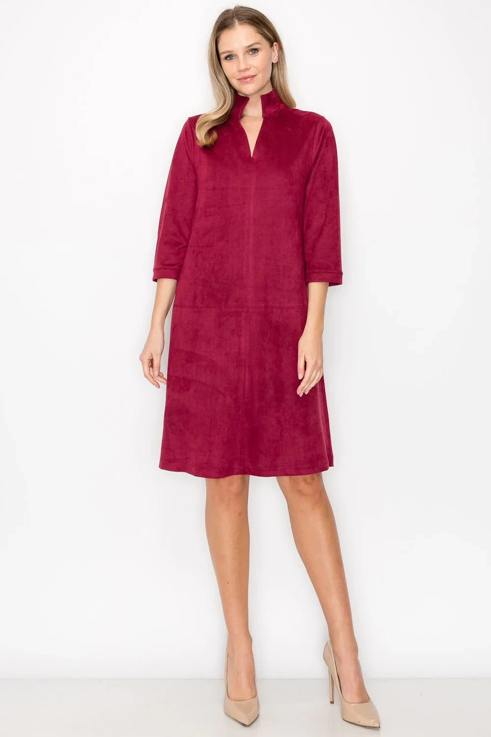 Aiden Suede Dress Wine