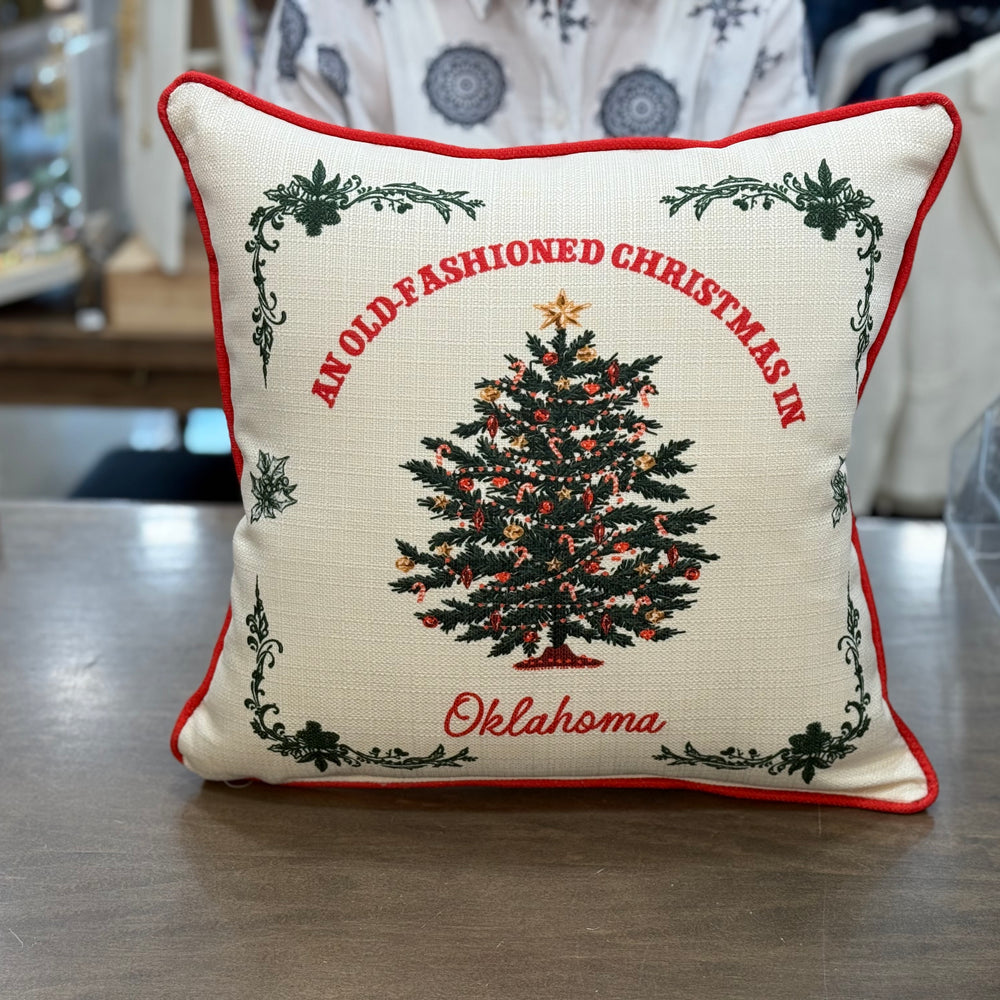 Old-Fashioned Oklahoma Christmas Pillow
