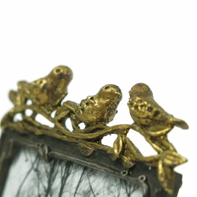 Pewter Frame with Gold Leaf Birds