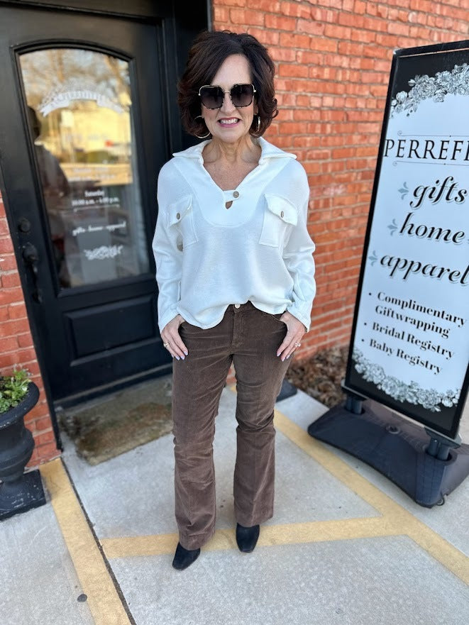 
                      
                        Ivory Knit Collar Top
                      
                    