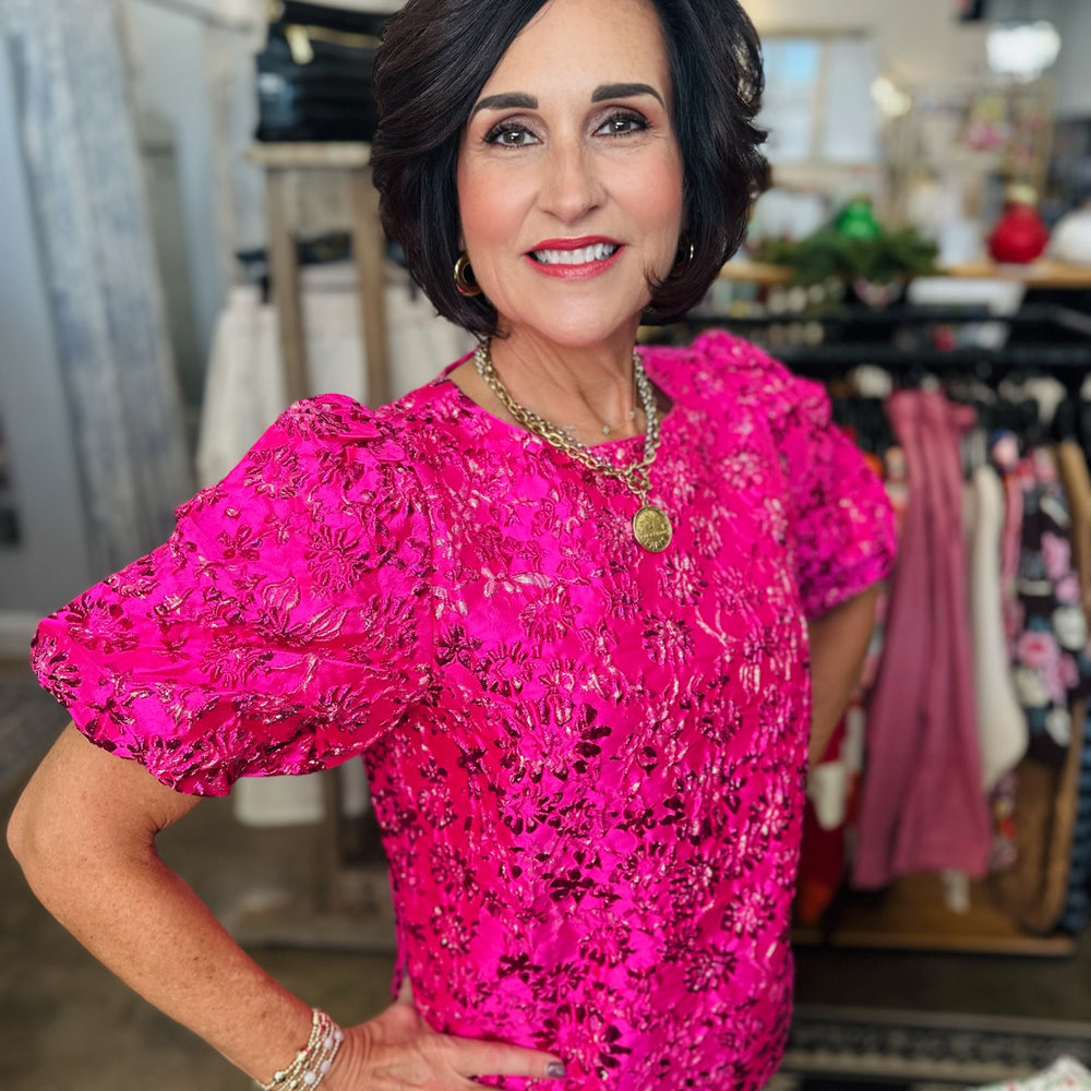 Fuchsia Jacquard Top
